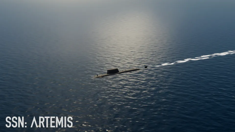 A submarine on the surface of the North Atlantic